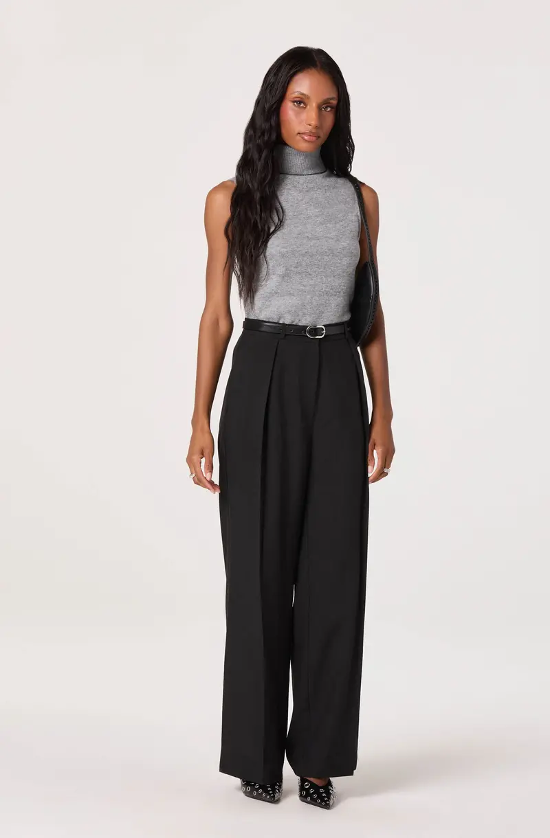 High-Waisted Pleated Trousers with Clean Lines
