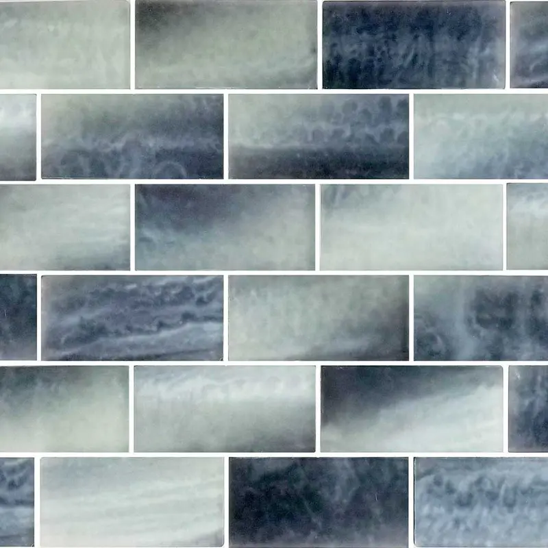 Icy Black 2×4 Inch Glass Mosaic Tile