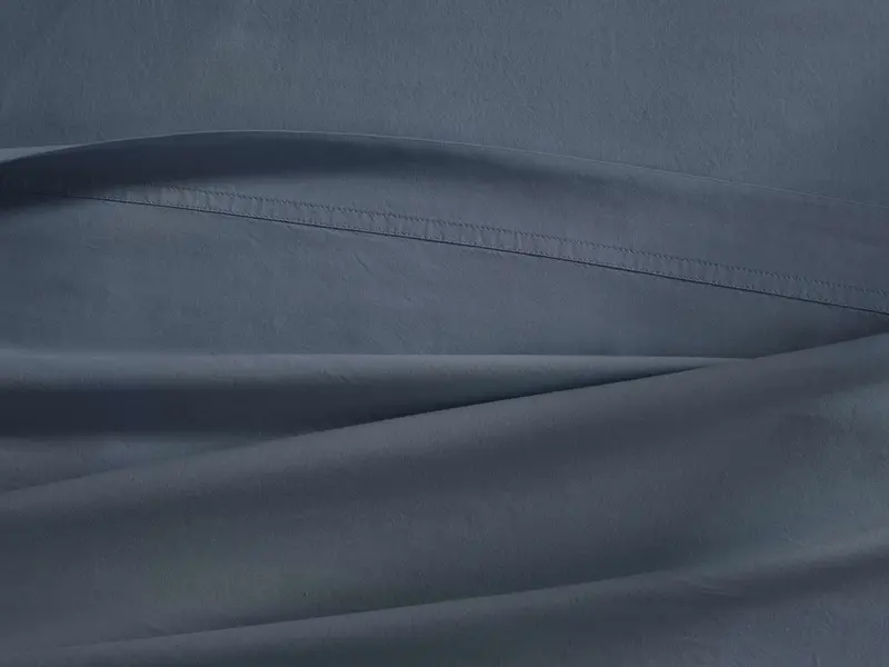 Indigo Garment-Dyed Italian Percale Flat Sheet