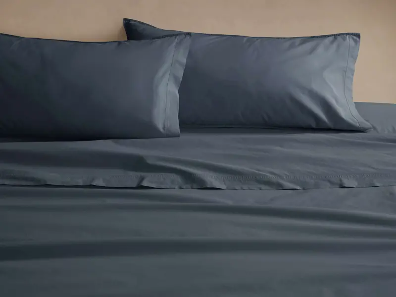 Indigo Garment-Dyed Italian Percale Sheet Set