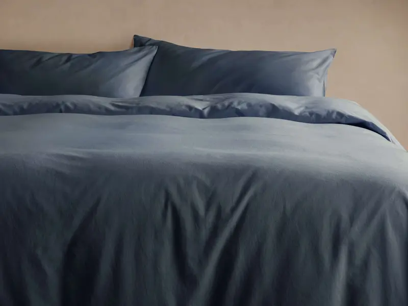 Indigo Garment-Dyed Italian Sateen Duvet Cover Set