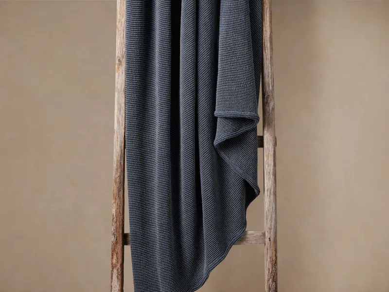 Indigo Garment-Dyed Textured Throw