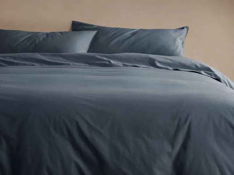 Indigo Italian Garment-Dyed Percale Duvet Set