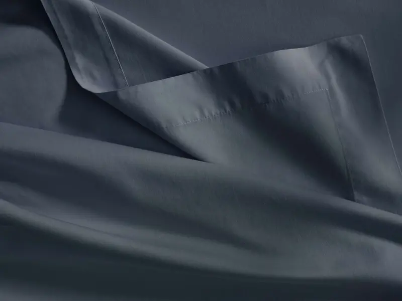 Indigo Italian Garment-Dyed Sateen Flat Sheet