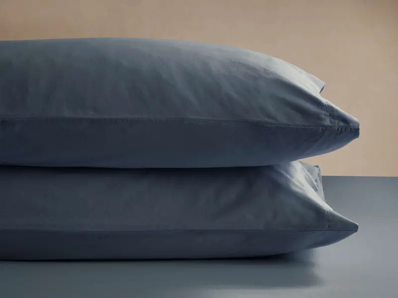 Indigo Italian Garment-Dyed Sateen Pillowcase Pair