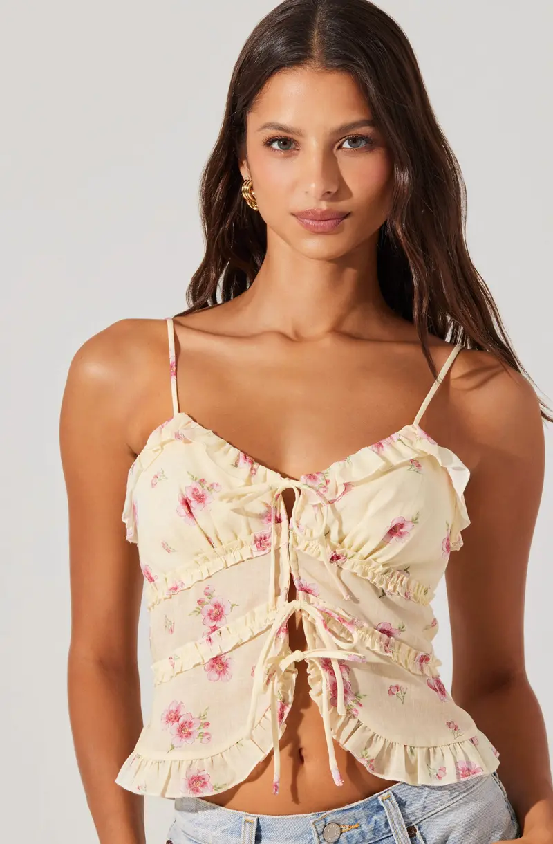 Islah Floral Print Tie-Front Top