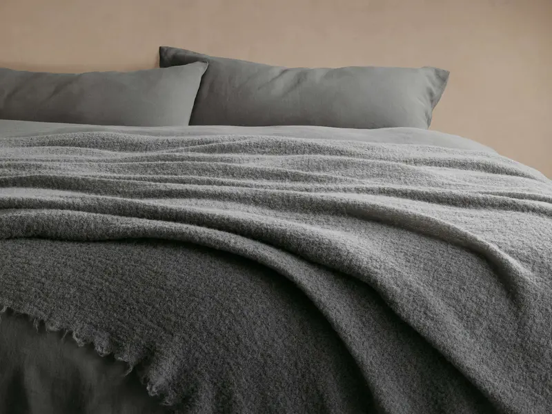 Italian Charcoal Alpaca Bouclé Throw