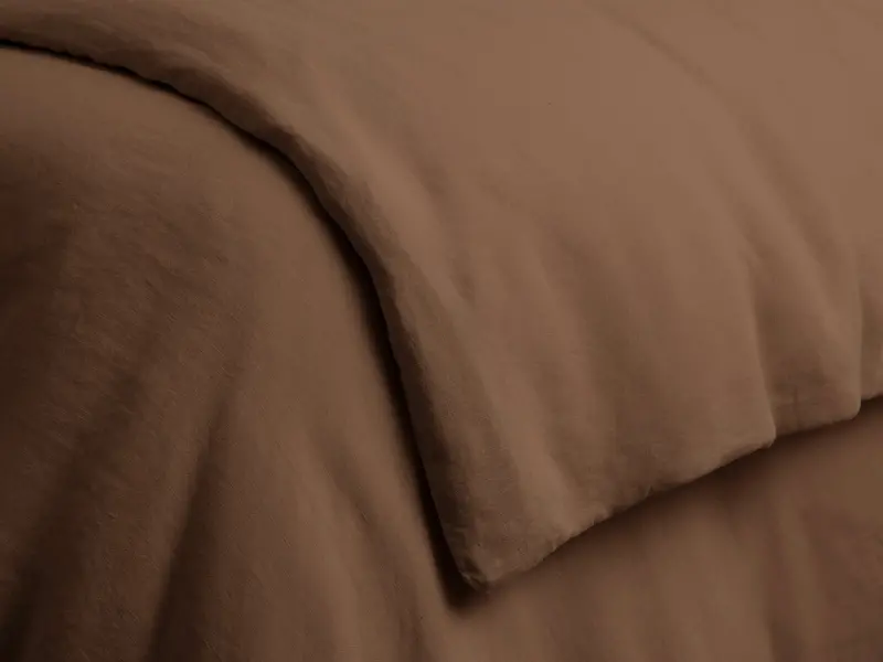 Italian Garment-Dyed Linen Duvet Cover in Clay Beige