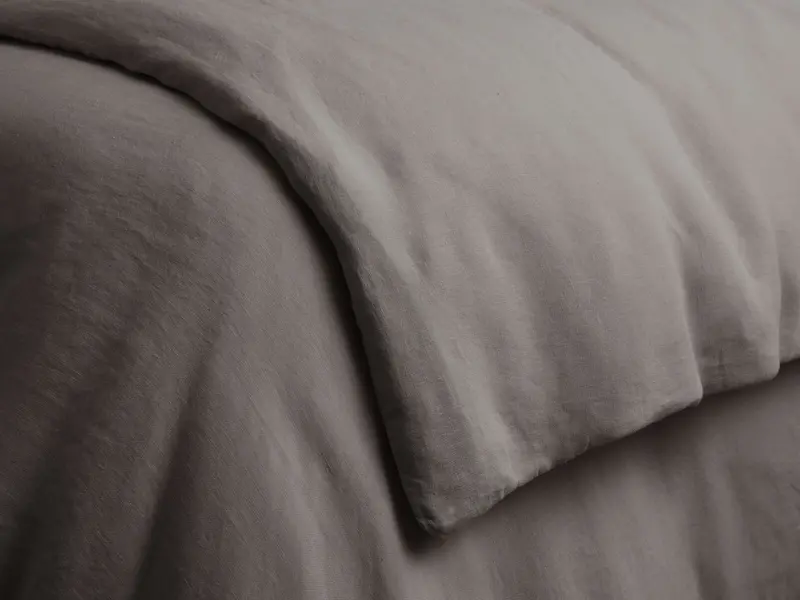 Italian Garment-Dyed Linen Duvet Cover in Mink Gray