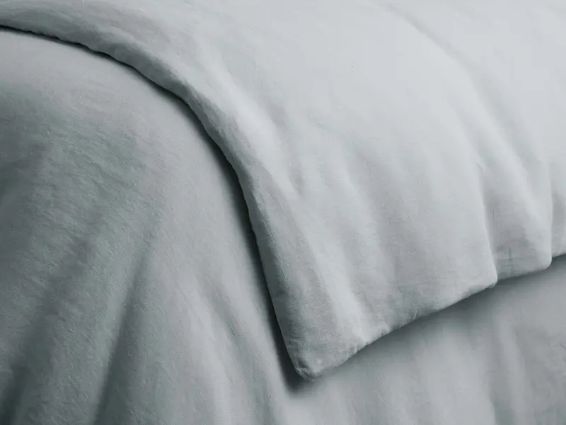 Italian Garment-Dyed Linen Duvet Cover in Sky Blue