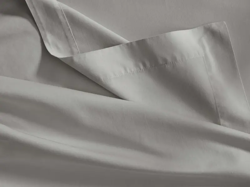 Italian Garment-Dyed Sateen Flat Sheet – Fog Gray