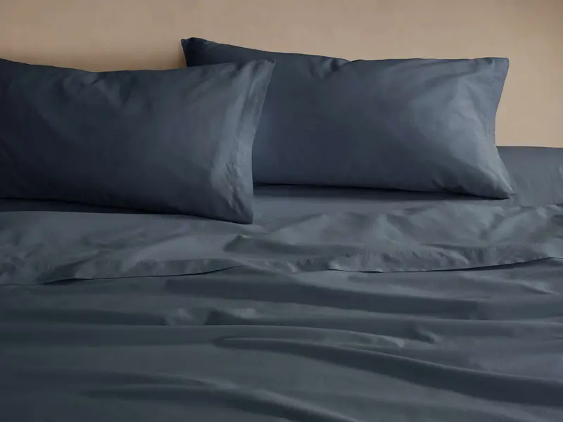 Italian Garment-Dyed Sateen Sheet Set – Indigo