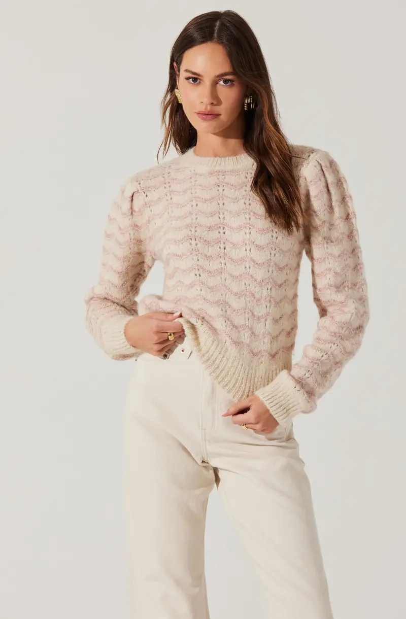 Jaylani Striped Pointelle Knit Sweater