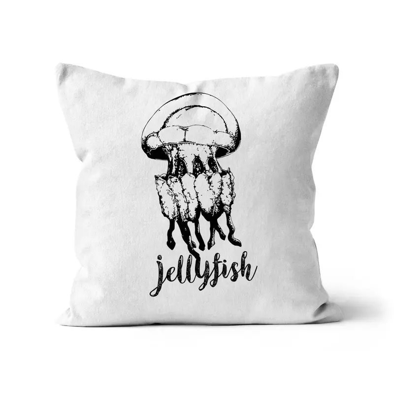 Jellyfish Cushion – Modern B&W Accent Pillow for Home
