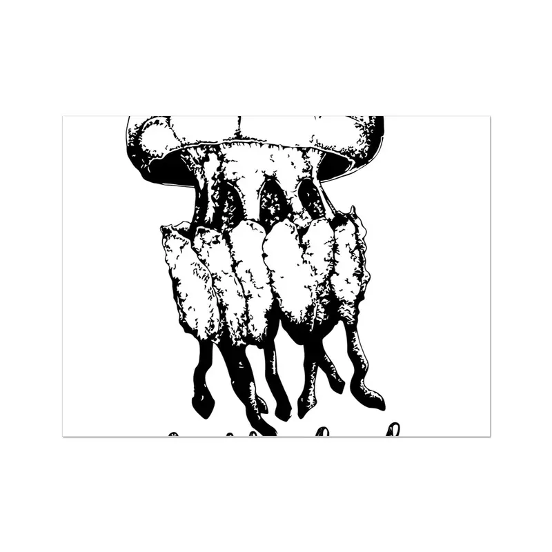 Jellyfish Wall Art Poster – Minimalist Monochrome AQUA B&W Print
