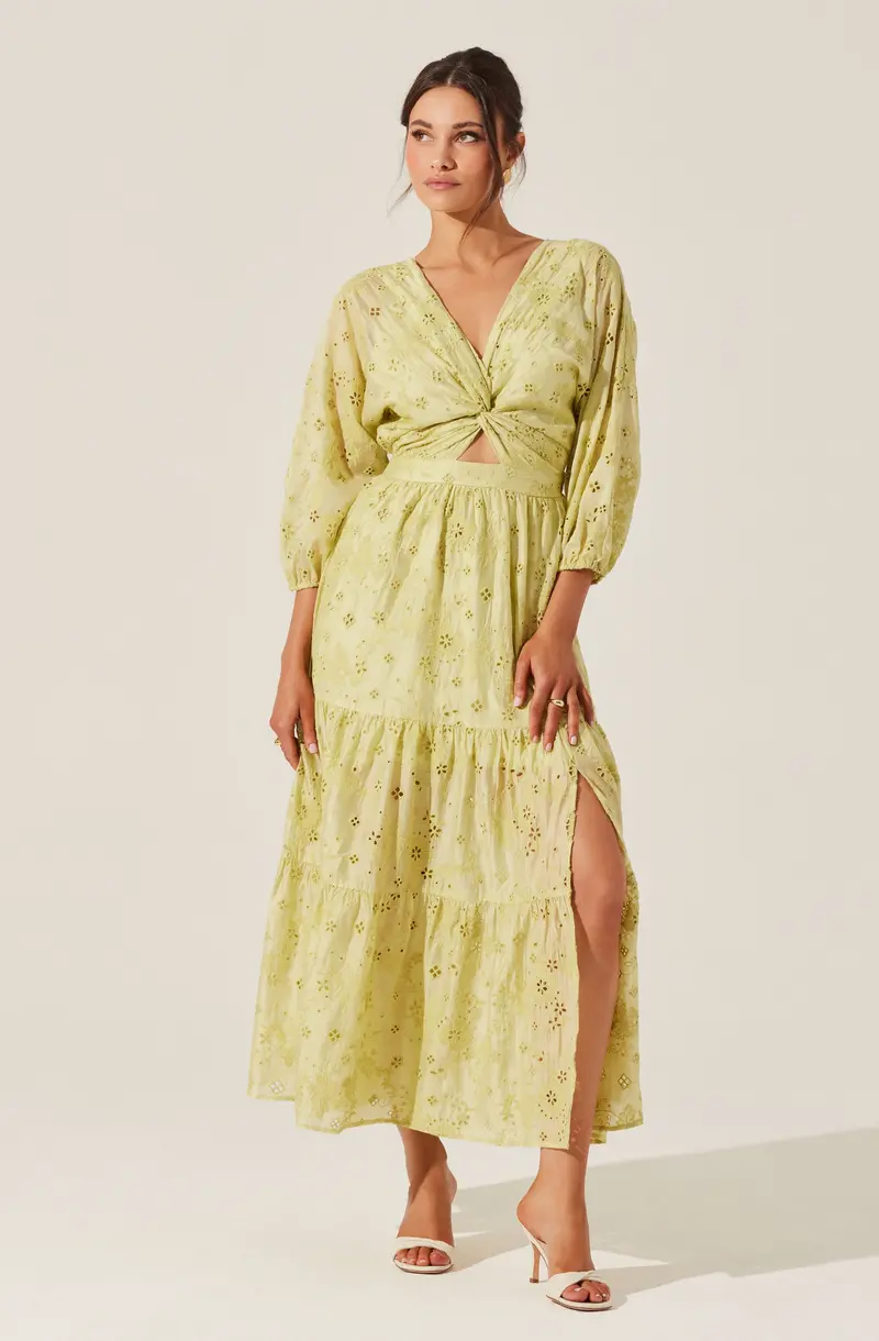Jesalyn Eyelet Floral Maxi Dress