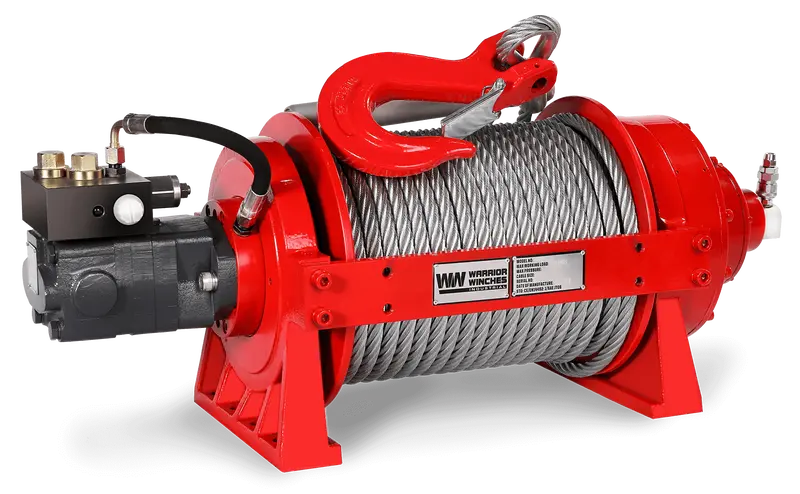 JR10 22,000 lb (10-Ton) Industrial Hydraulic Winch – Steel Cable