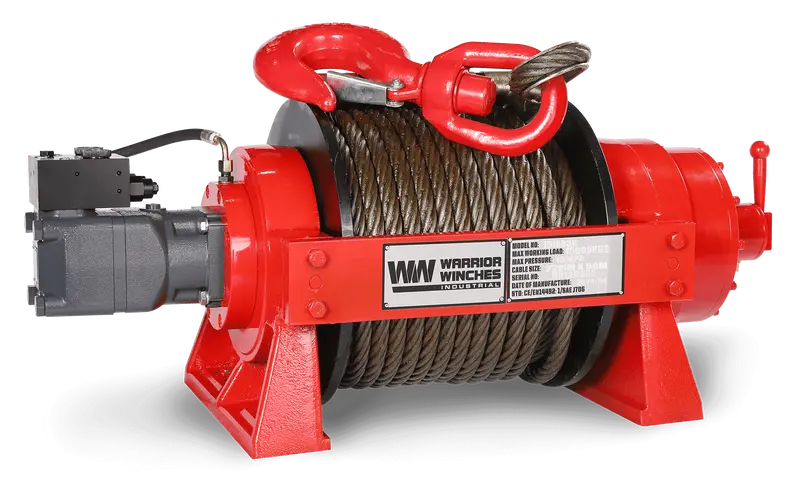 JR15 33,000 lb Hydraulic Industrial Winch – 15-Ton Steel-Rope Model