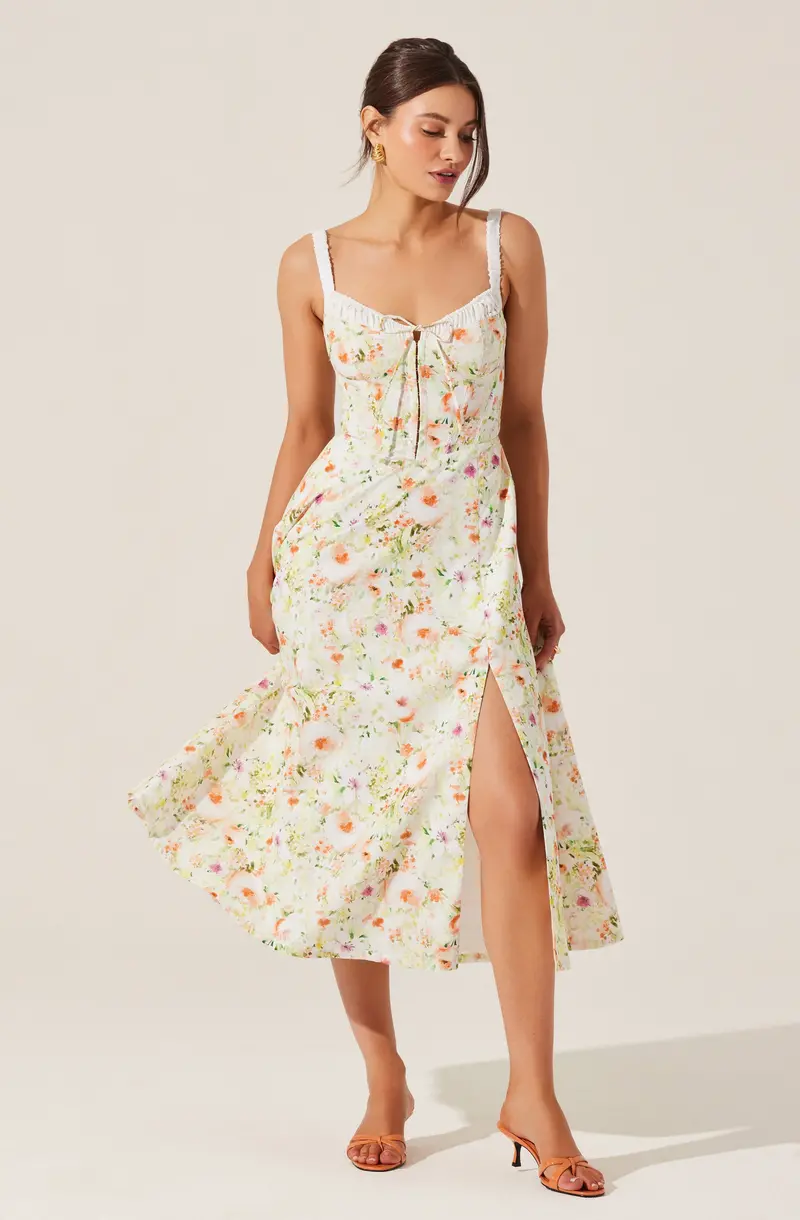 Julietta Floral Corset-Style Midi Dress