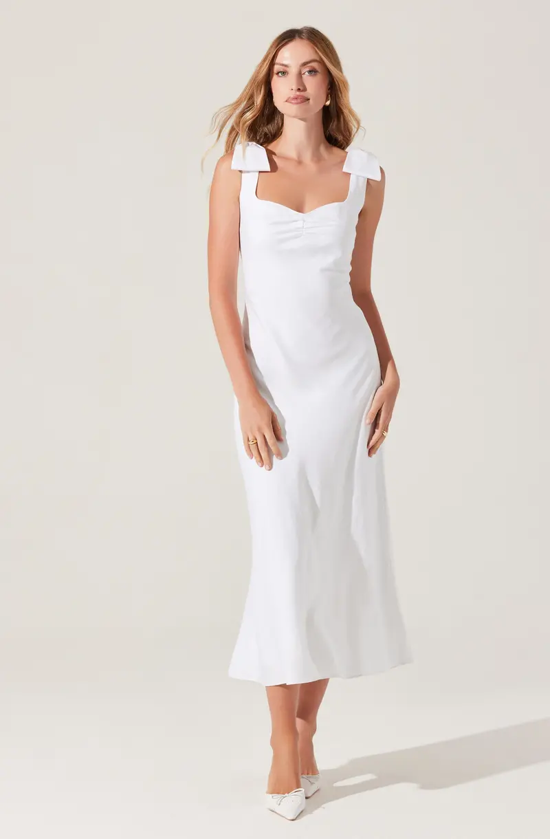 Kateleya Midi Dress Featuring Decorative Bow Detail