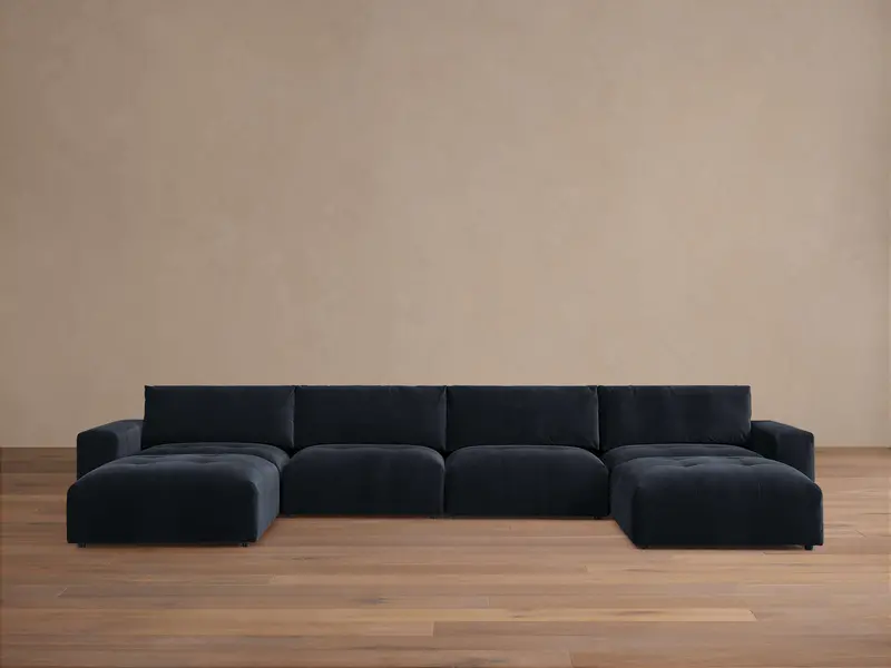 Keegan Six-Piece Modular Sectional in Banks Midnight Fabric