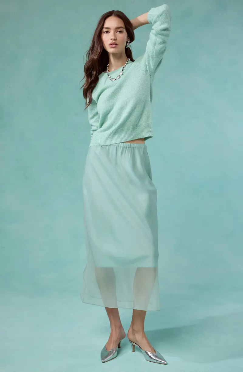 Keyara Layered Maxi Skirt Featuring Contrasting Panels