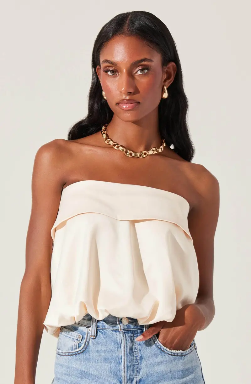 Khloe Strapless Top with Bow-Back Design