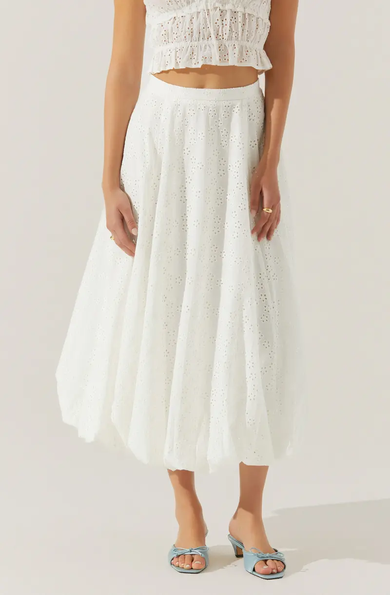 Kissel Eyelet Maxi Skirt with Bubble Silhouette