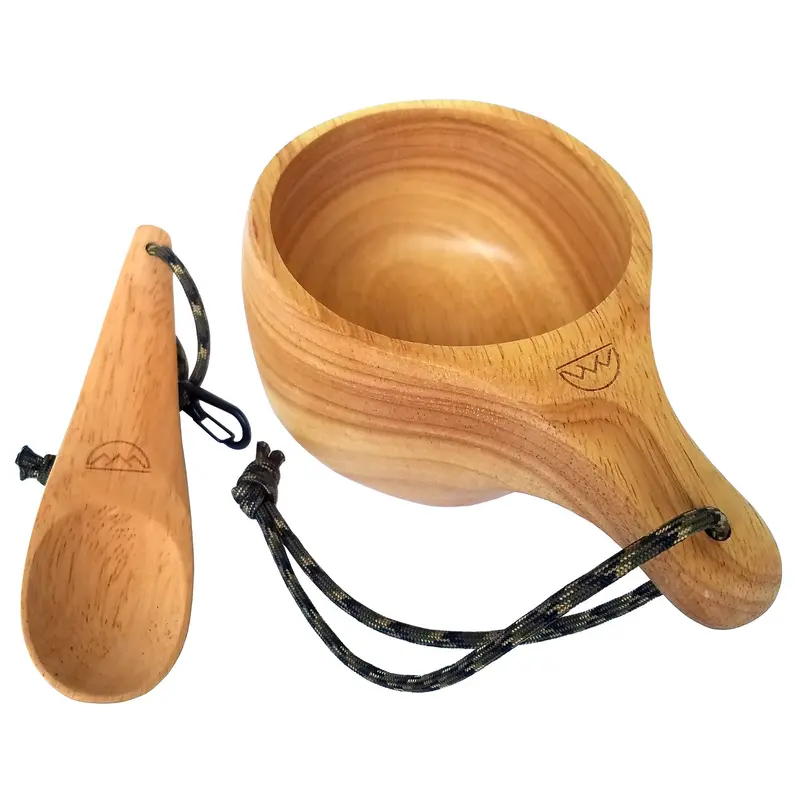 Kyrre Nordic Kuksa Set – Hand-Carved Wooden Camp Mug + Spoon