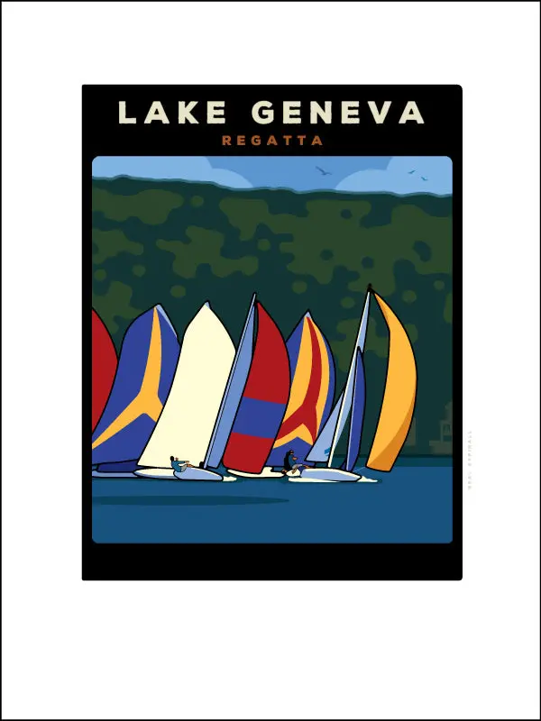 Lake Geneva Regatta Digital Art Poster