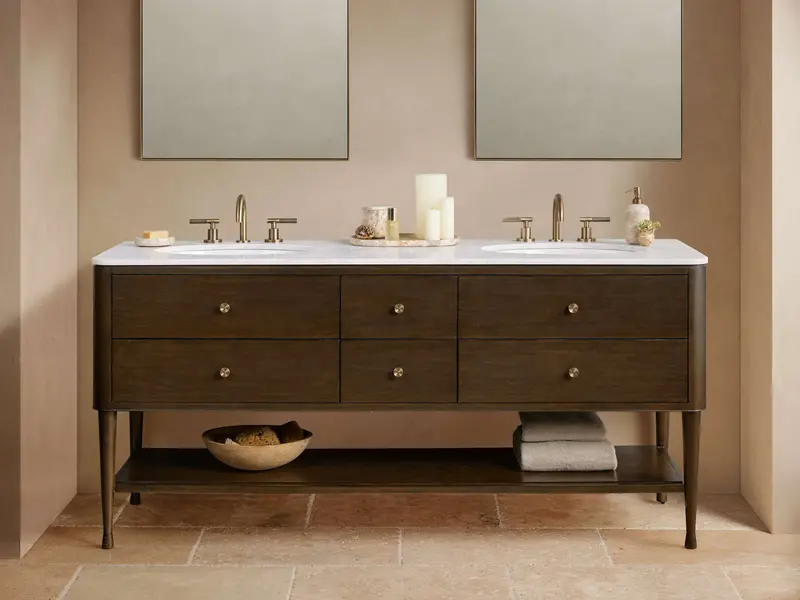 Laurent Double Bathroom Vanity – 72-Inch Wide Vanity Featuring Dual Mirrors and Soft-Close Mechanisms
