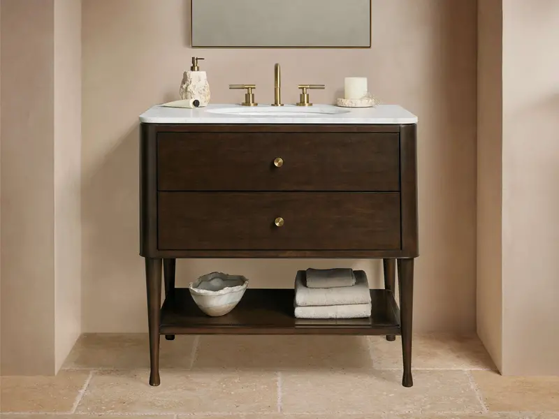 Laurent Single Bathroom Vanity – 33-Inch Transitional Style Vanity with Ceramic Basin