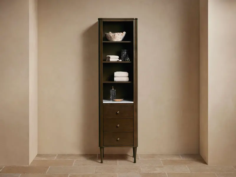 Laurent Tall Bathroom Cabinet – Slim Upright Storage Unit with Shaker Doors