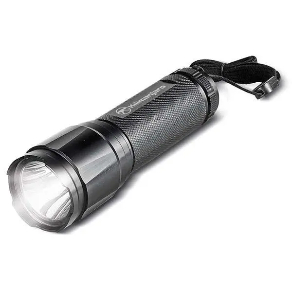 LED Tactical Flashlight – 250-Lumen Output, Black Housing, Includes 3 AAA Batteries
