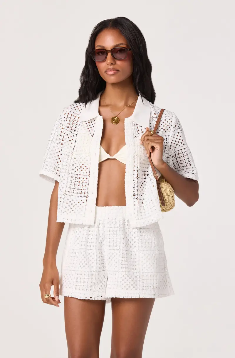 Loren Crochet-Knit Mini Shorts for Summer Styling