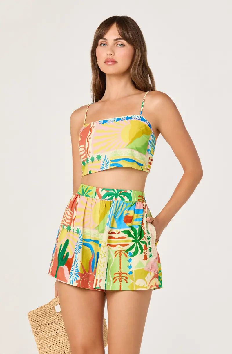 Loren Gathered High-Rise Shorts in Lightweight Fabric
