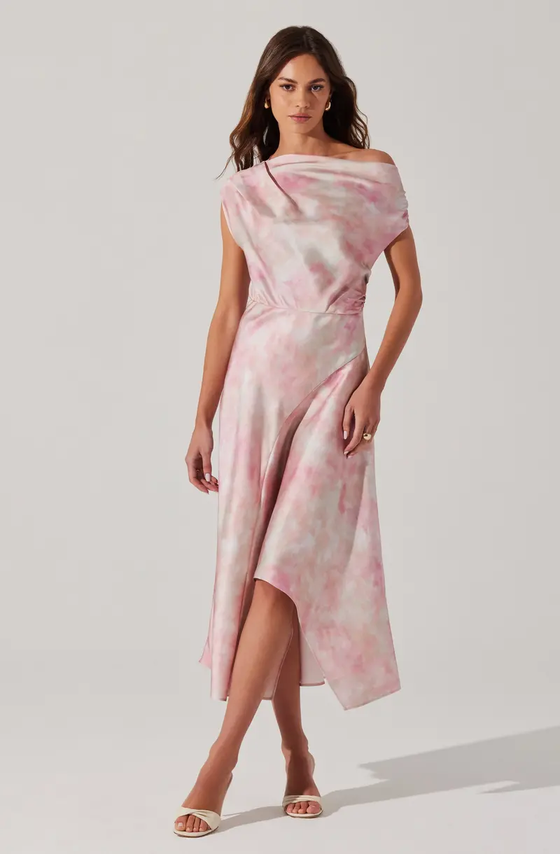 Mairyn Tie-Dye Satin Midi Dress