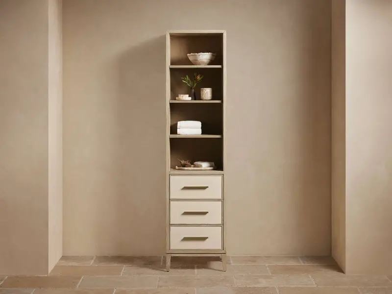 Malone Tall Bathroom Storage Cabinet – Vertical Wall-Mounted Linen Tower