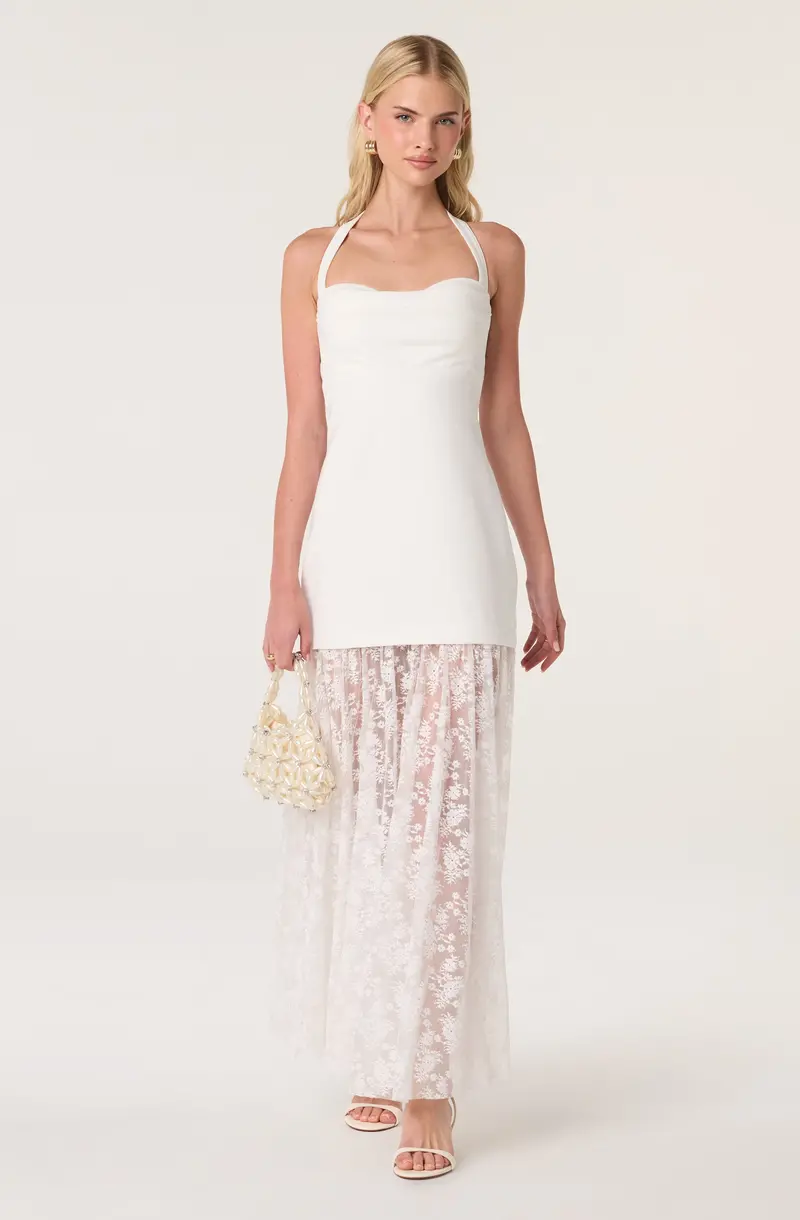 Mandy Halter Dress with Mixed-Media Textural Details