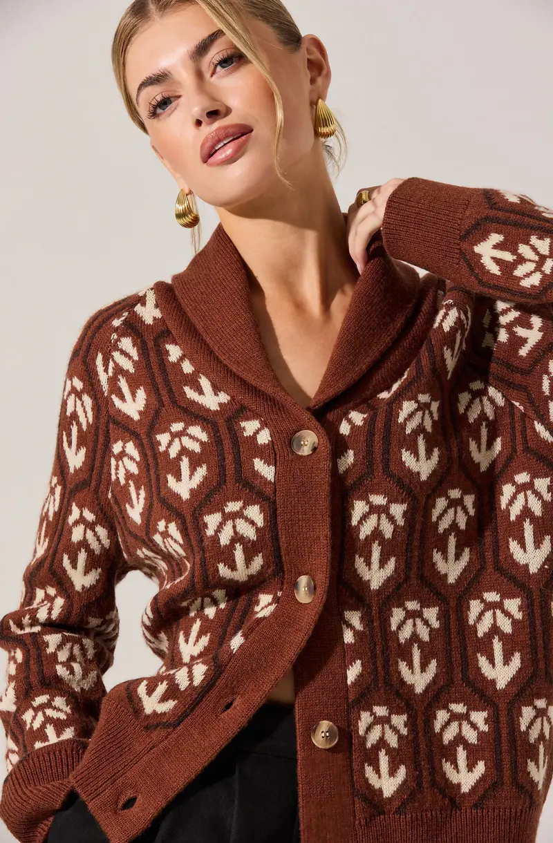 Marcenia Shawl-Collar Brushed Cardigan