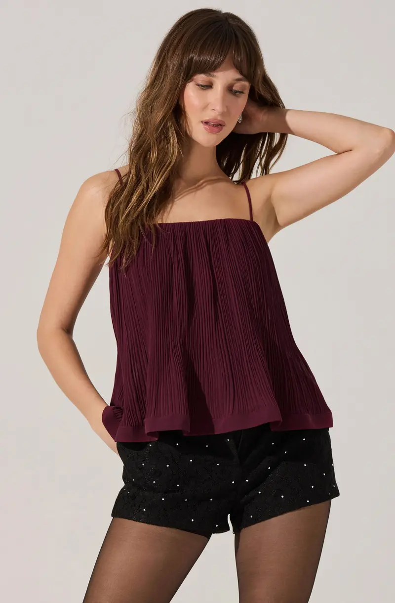 Marisa Pleated Trapeze-Style Top