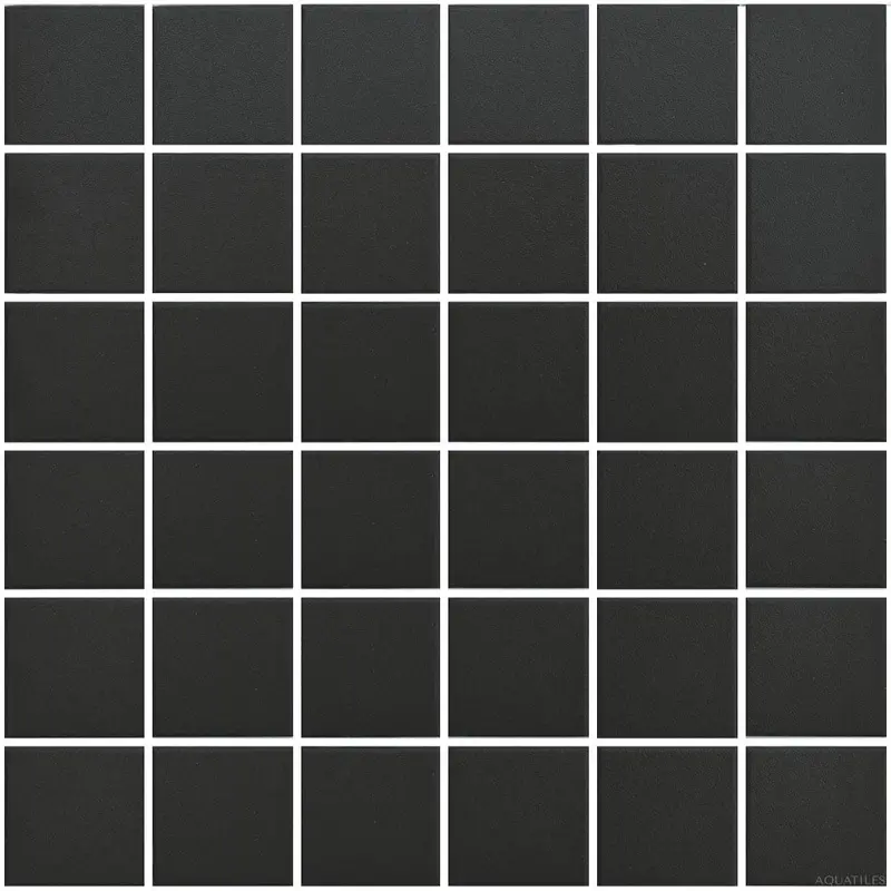 Matte Black 2″ x 2″ Dot-Mounted Porcelain Pool Tile
