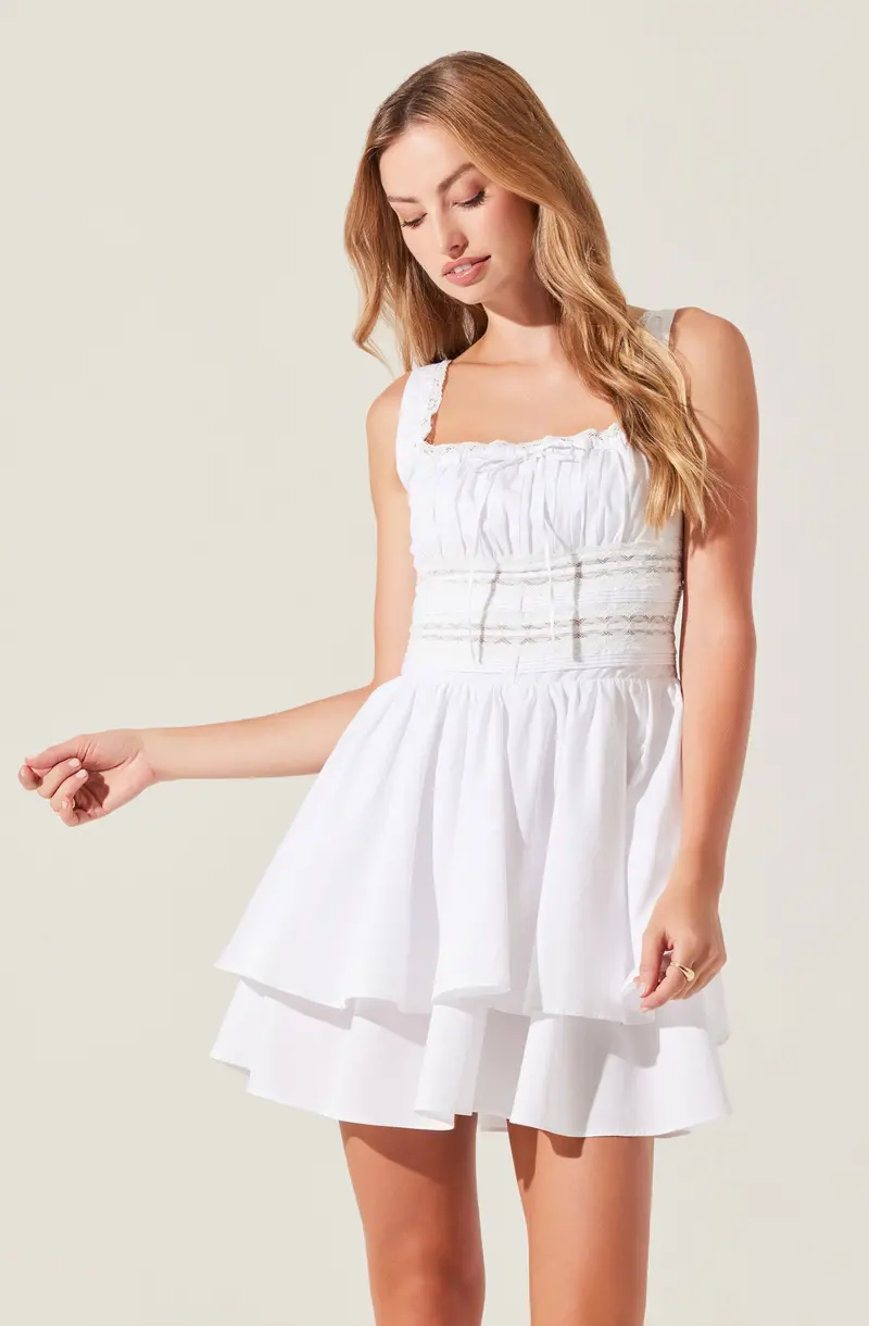 Melaine Mini Dress with Delicate Lace Trim