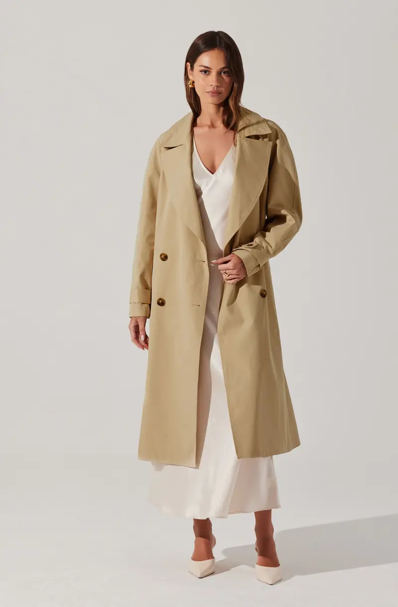 Meryll Belted Trench Coat in Lightweight Wool Blend