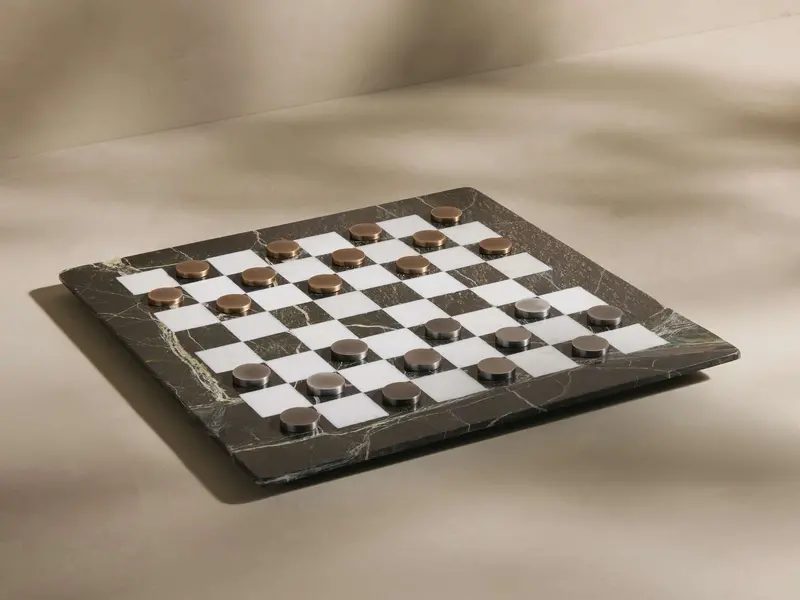 Metal Checkers Set with Classic Game Pieces