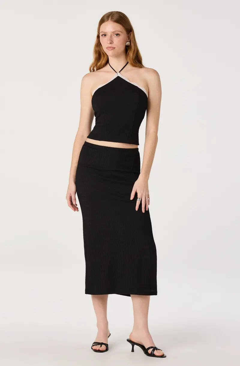 Milana Textured Knit Midi Skirt