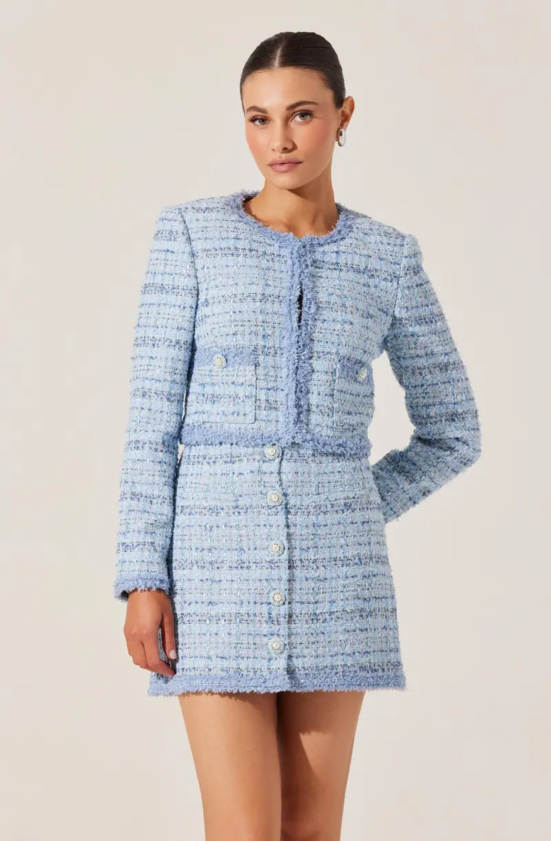 Milena Tweed Jacket with Contrasting Trim