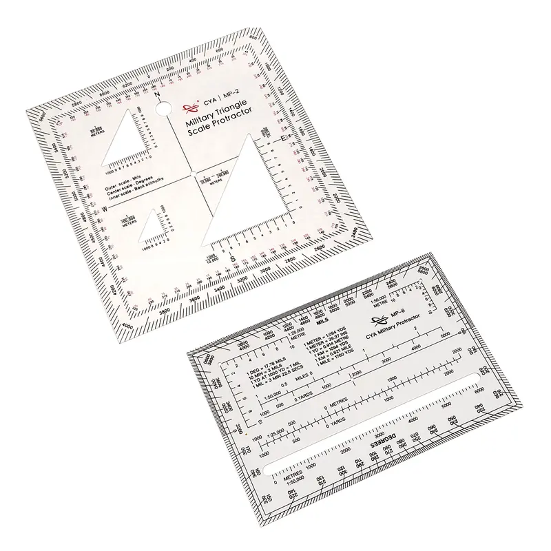 Military-Grade Map Protractor Set – Dual Coordinate Scales for Precision Navigation