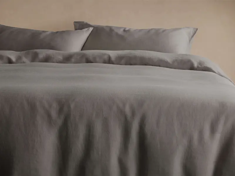 Mink-Shade Garment-Dyed Linen Duvet Set – Warm Neutral Bedroom Essential