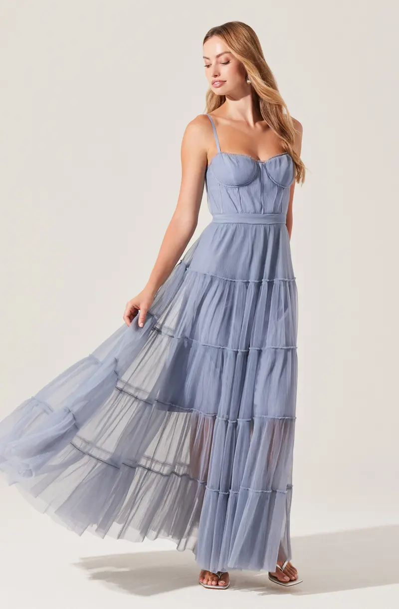 Mireya Tulle Maxi Dress with Bustier Bodice